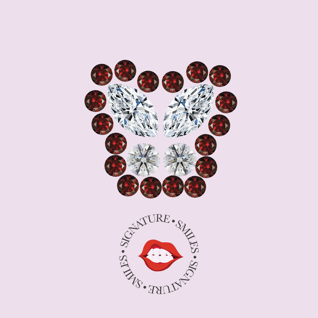 Single Butterfly With Red Gems DIY Tooth Gem Kit