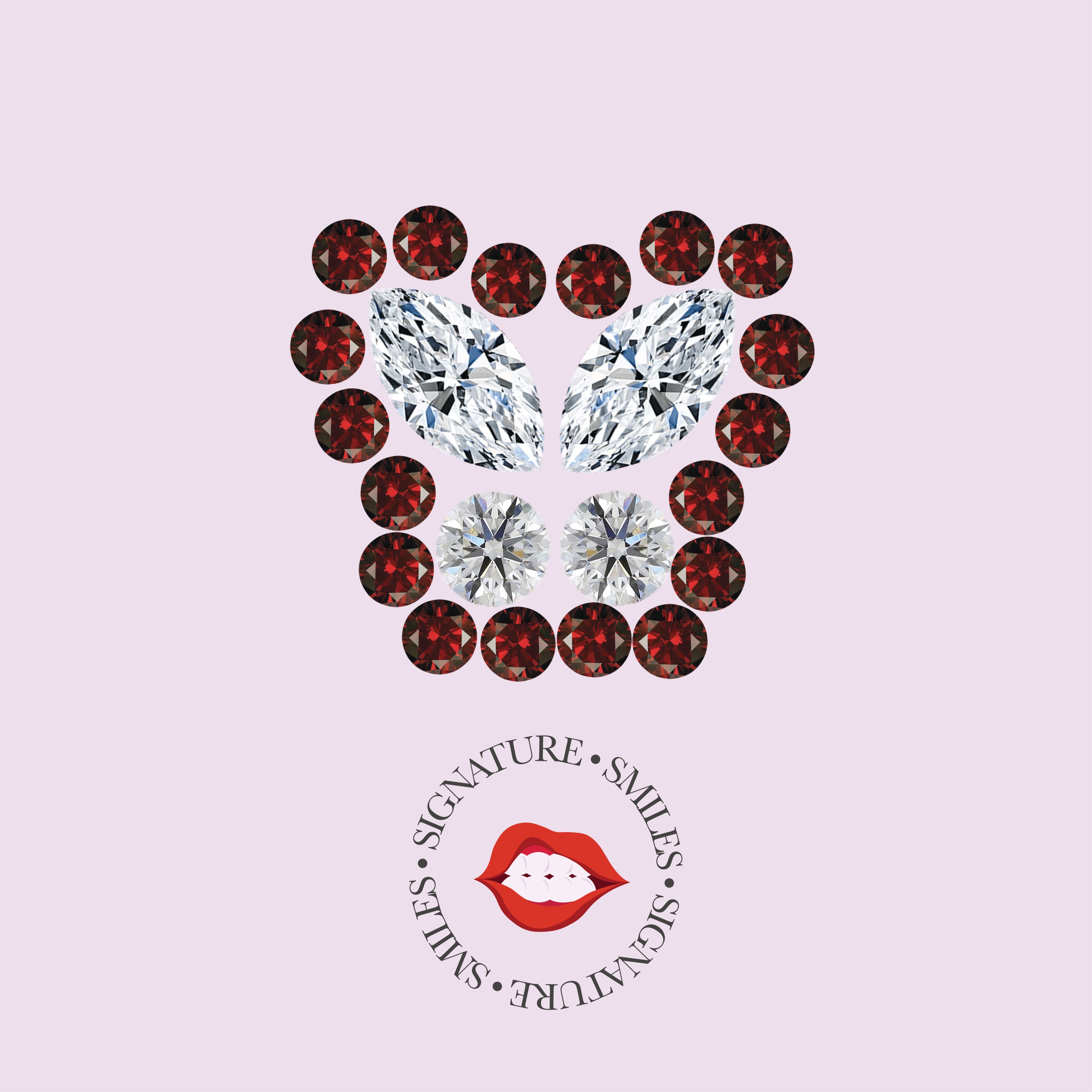 Single Butterfly With Red Gems DIY Tooth Gem Kit